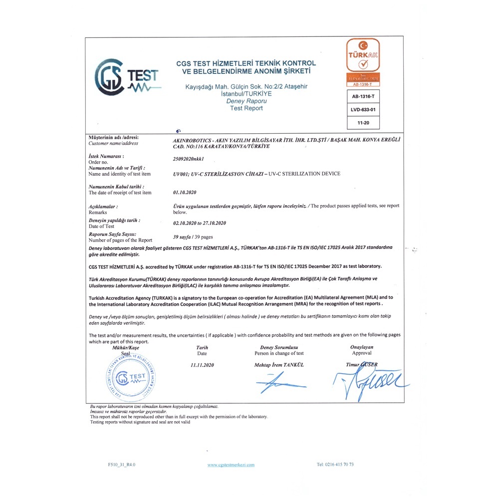 UV-C Sterilizasyon Robotu